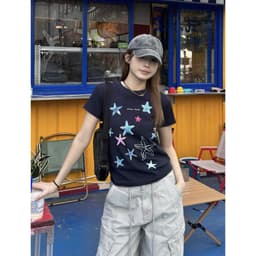 Áo babytee croptop nữ ngắn tay,áo thun forrm fit in hình ngôi sao chất cotton thoáng mát cực tôn dáng phong cách Hàn 6