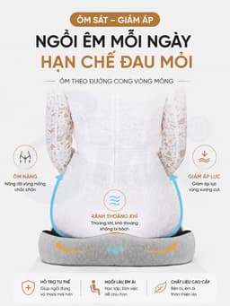 Đệm Ngồi Chống Trĩ Công Thái Học EMA - Cao Su Non Giảm Đau Xương Cụt Cho Dân Văn Phòng & Tài Xế 6