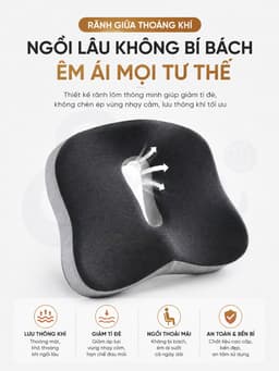 Đệm Ngồi Chống Trĩ Công Thái Học EMA - Cao Su Non Giảm Đau Xương Cụt Cho Dân Văn Phòng & Tài Xế 8