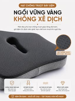 Đệm Ngồi Chống Trĩ Công Thái Học EMA - Cao Su Non Giảm Đau Xương Cụt Cho Dân Văn Phòng & Tài Xế 10