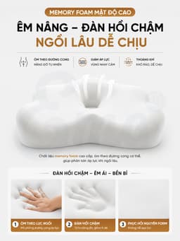 Đệm Ngồi Chống Trĩ Công Thái Học EMA - Cao Su Non Giảm Đau Xương Cụt Cho Dân Văn Phòng & Tài Xế 7
