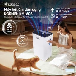 Máy Hút Ẩm Kosmen KM-60S Công Suất 60 lít/ngày, Công Nghệ Ion Âm - Hàng Chính Hãng 3