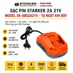 Sạc Pin Starker 21V 2A SK-ABS2A21V Chính Hãng Tự Ngắt Khi Đầy Pin 1
