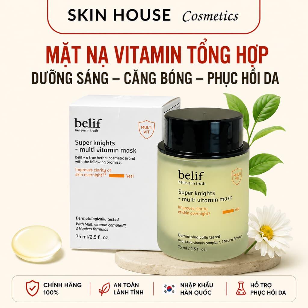 Mặt Nạ Ngủ Belif Multi Beyond Vitamin Mask Dưỡng Sáng, Cấp Ẩm Da Chuyên Sâu 75ml Skin House