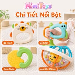 Combo 10 Món Lục Lạc Xúc Xắc Gặm Nướu MimiToys - Đồ Chơi Cho Bé Sơ Sinh An Toàn 5