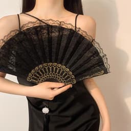 Quạt NHỰA REN cổ trang nan múa khiêu vũ cầm tay cosplay trang trí trưng bày đẹp 7