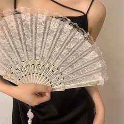 Quạt NHỰA REN cổ trang nan múa khiêu vũ cầm tay cosplay trang trí trưng bày đẹp 4