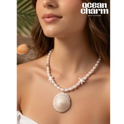 Vòng Cổ Dây Chuyền Ngọc Trai Nhân Tạo Mặt Ốc Sò - Quà Tặng Vibe Ocean Charm, Thanh Lịch, Phong Cách Hàn Quốc 1