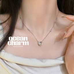 Vòng Cổ Dây Chuyền Titan Mặt Tròn Cách Điệu Thanh Lịch - Quà Tặng Vibe Ocean Charm, Phong Cách Hàn Quốc 1