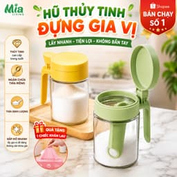 [MẪU MỚI] Lọ Đựng Gia Vị Thuỷ Tinh Có Ngăn Thìa Riêng MIA, Hũ Đựng Gia Vị Nhà Bếp Chống Ẩm 300ml 1