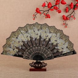 Quạt Xếp Ren Cầm Tay Bướm Ánh Vàng Kim Vintage Style Lolita/Sườn Xám - Phụ Kiện Chụp Ảnh Cổ Trang - Đa Dạng Phong Cách 3