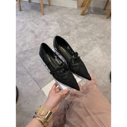 Giày bệt mũi nhọn ren phối nơ vắt & ren trơn lùi size 2