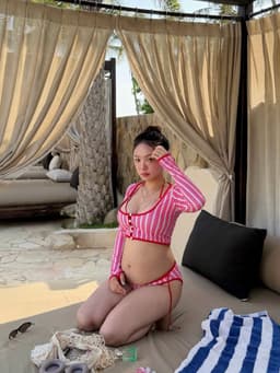 (Ảnh thật ở mô tả - Hàng sẵn) Merris | BKN034 - Bộ bơi hai mảnh, ba mảnh bikini kẻ sọc + bra ren hottrend Hàn Quốc 5