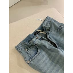 𝑨𝒏𝒏𝑺𝒕𝒖𝒅𝒊𝒐 /𝐖𝐆𝐖𝐄/ Quần Jean Suông Màu Xanh Bạc WG.WE 9527, Quần Jean Nữ Ống Rộng Lưng Cao Phối Túi Sau 6