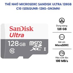 Thẻ nhớ Micro SandiskA1 Ultra 32GB 64GB 128GB SDSQUNR-032G-064G - 128GB-GN3MN - Bảo hành 60 tháng 1