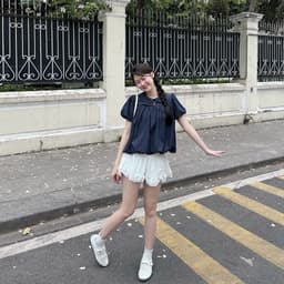 Áo Bí Tay Bồng Cổ Sen Form Babydoll Xoè Nhiều Màu Vải Gió, Áo Kiểu Nữ Dễ Thương 3