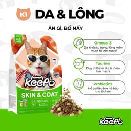 Thức Ăn Cho Mèo Keepo K1 Skin & Coat 1kg – Hạt Mèo Omega 3 Cá Hồi Đẹp Da Mượt Lông - MÉO CHÒ UNI 6