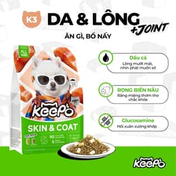Hạt Cho Chó Keepo K3 1kg - Giúp Lông Bóng Mượt, Phát Triển Xương Khớp - Có Topping Thịt Sấy - MÉO CHÒ UNI 9