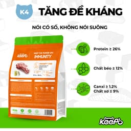 Hạt Cho Chó Keepo K4 1KG - Chăm Sóc Tiêu Hóa có Topping Gà Sấy Sữa Dê - MÉO CHÒ UNI 4