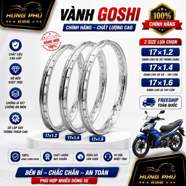 Vành goshi (niềng)1.2 -1.4 -1.6