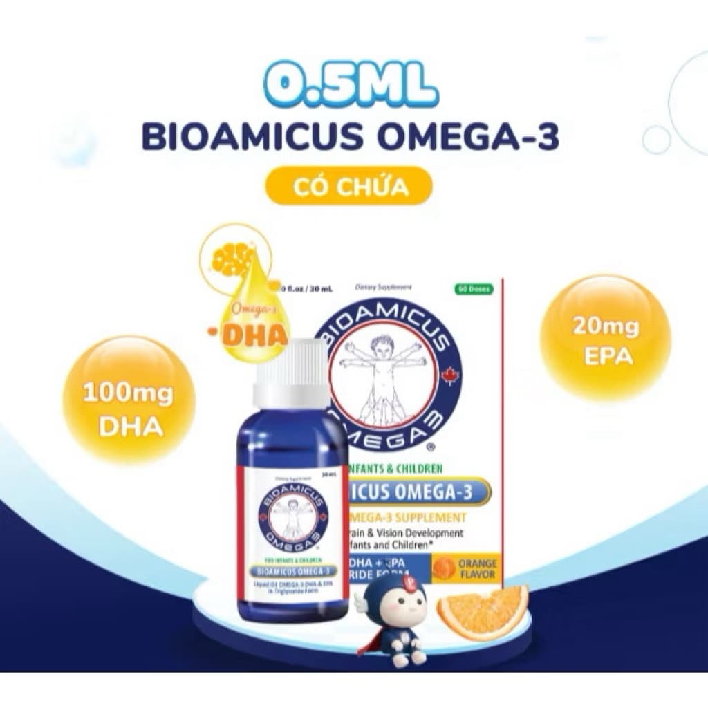 BIOAMICUS OMEGA -3 ( Hộp 30 ml ) bổ sung DHA EPA Giúp Tăng Cường Trí Não,bé thông minh> BUNBUN SHOP 20