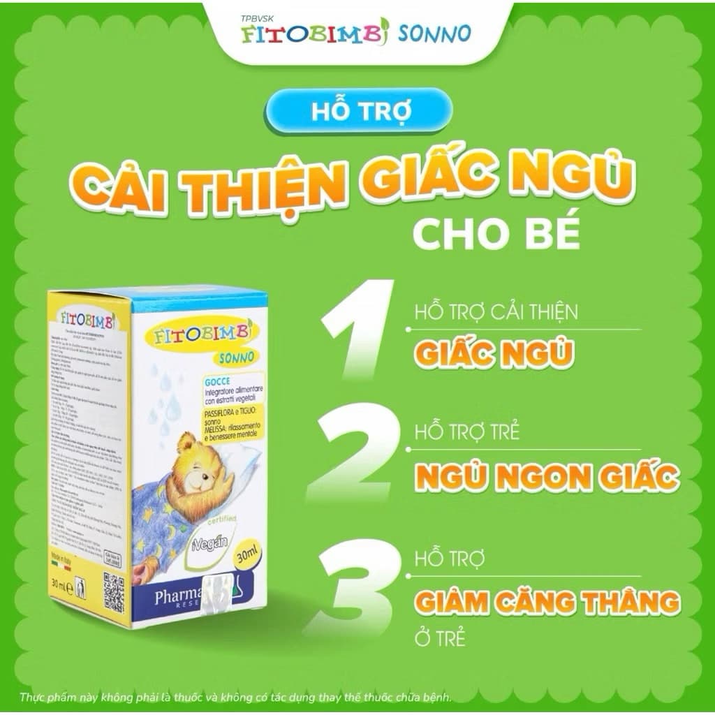 ** Fitobimbi Sonno – Bé ngủ ngon suốt đêm, không quấy khóc, giấc ngủ an lành từ thảo mộc <BUNBUN SHOP2 $