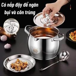 Âu Lọc Dầu Inox Có Nắp Đậy Size 1-3 Lít, Tặng Lọc Dầu Tặng Thìa, Có Tay Cầm, Tích Trữ Dầu Mỡ Đa Năng 4