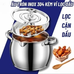 Âu Lọc Dầu Inox Có Nắp Đậy Size 1-3 Lít, Tặng Lọc Dầu Tặng Thìa, Có Tay Cầm, Tích Trữ Dầu Mỡ Đa Năng 9