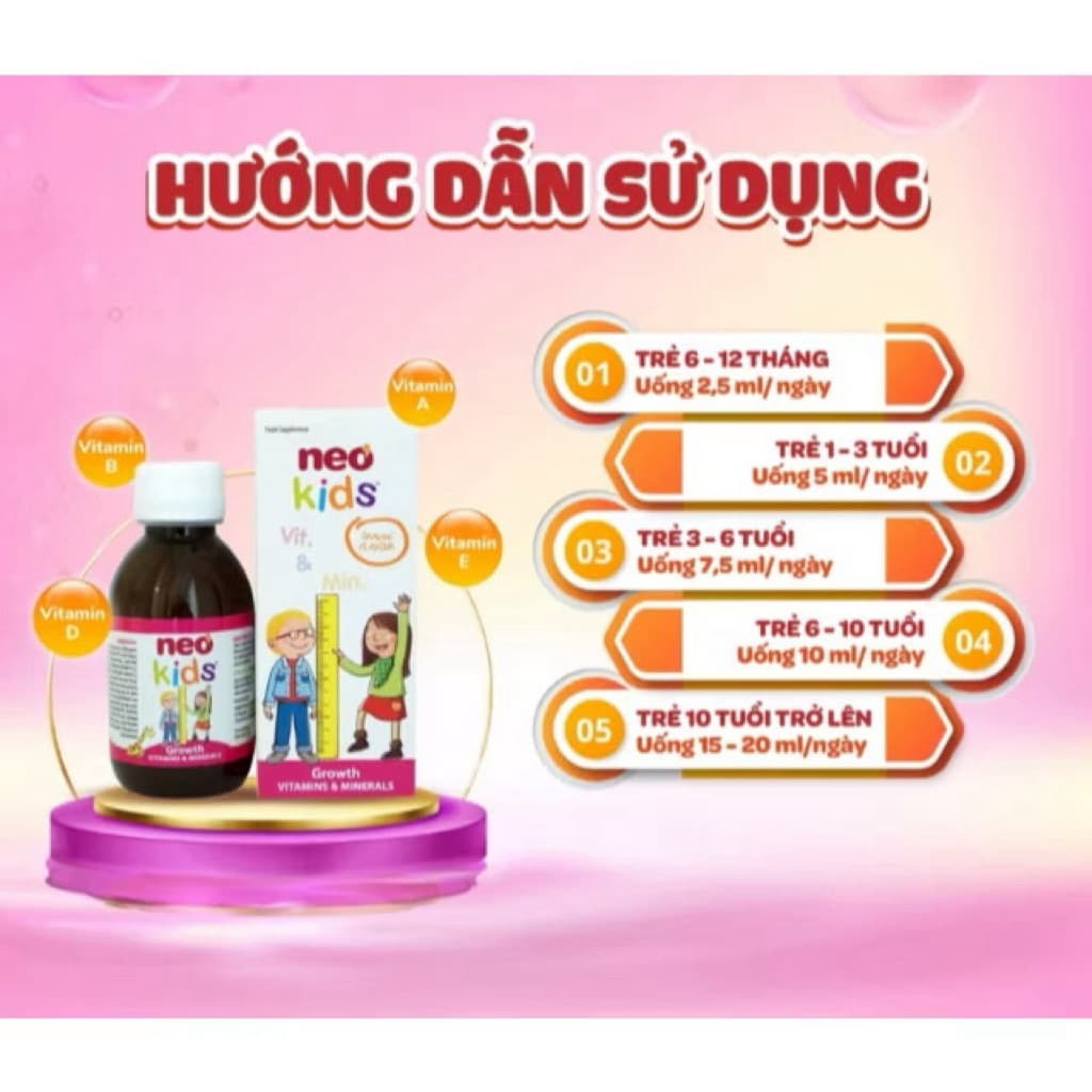 Neo Kids Growth (hộp150ml)  Siro ăn ngon, với sự kết hợp 19 Vitamin, khoáng chất giúp bé< EMELIA SHOP!