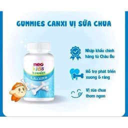 NeoKids Gummies canxi ( hộp 60 viên nhai)  Kẹo canxi cho bé vị sữa chua bổ sung Canxi, D3, cho trẻ <BUNBUN SHOP 1