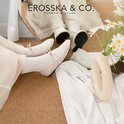 [EROSSKA] - Giày đế bằng lười thêu hoa phong cách giày lười kiểu dáng basic thời trang màu kem - EL129 5