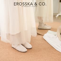 [EROSSKA] - Giày đế bằng lười thêu hoa phong cách giày lười kiểu dáng basic thời trang màu kem - EL129 6