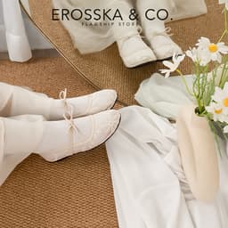 [EROSSKA] - Giày đế bằng lười thêu hoa phong cách giày lười kiểu dáng basic thời trang màu kem - EL129 4