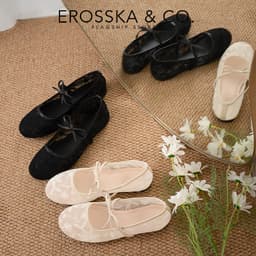 [EROSSKA] - Giày đế bằng lười thêu hoa phong cách giày lười kiểu dáng basic thời trang màu kem - EL129 7