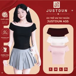 Áo Trễ Vai Cộc Tay Nữ JUSTDUN A55 - Ôm Body, Cotton Co Giãn 4 Chiều, Thoải Mái, Thoáng Mát 2