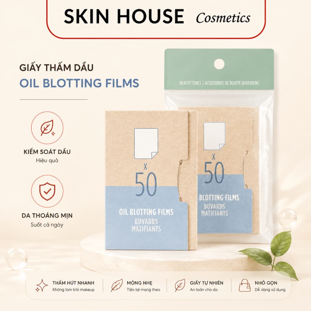 Giấy thấm dầu dạng phim The Face Shop Oil Blotting Films 55x85mm 50 Miếng / Túi Skin House