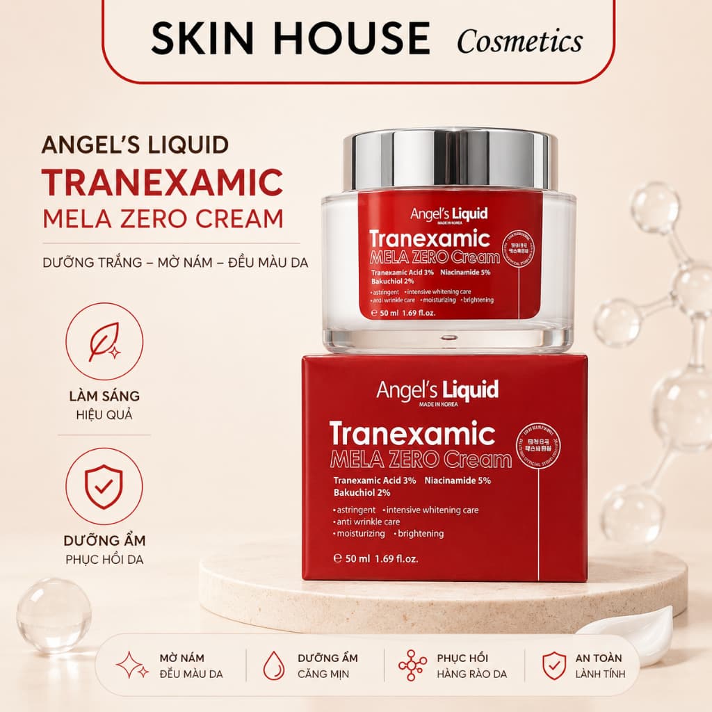 Kem Dưỡng Angel's Liquid Tranexamic Mela Zero Cream 50ml (ĐỎ) Giảm Thâm Nám Chuyên Biệt Skin House
