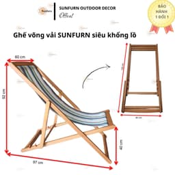[HÀNG MỚI CAO CẤP] Ghế Võng Vải SUNFURN Siêu Khổng Lồ - Gỗ Tự nhiên loại 1 - Vải Trượt Nước Cao Cấp (Chịu Tải 130kgs) 5