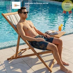 [CHỈ CÓ VẢI] Tấm Vải Ghế Võng SUNFURN Trượt Nước 85% - Vải Polyester Dày 250gsm - Sọc Xanh Trắng Cao Cấp (118x45cm) 4