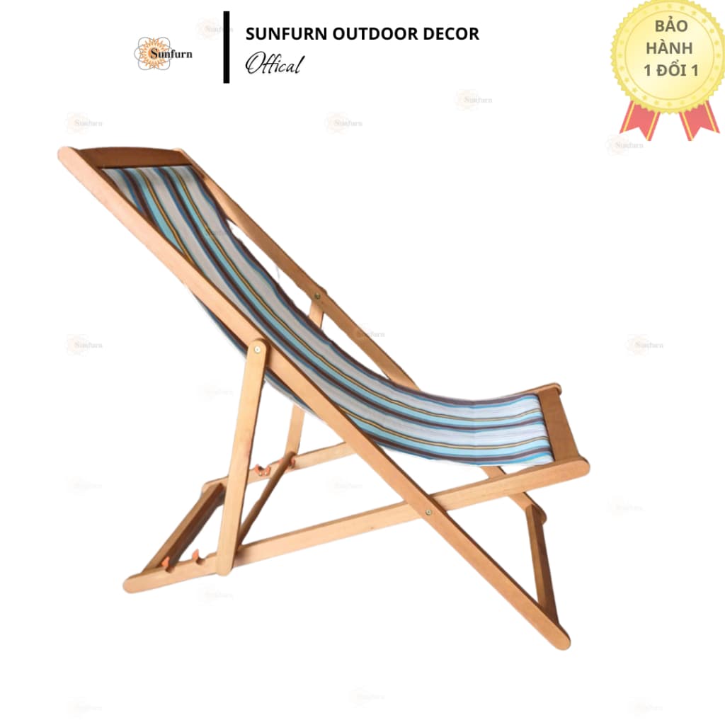 [CHỈ CÓ VẢI] Tấm Vải Ghế Võng SUNFURN Trượt Nước 85% - Vải Polyester Dày 250gsm - Sọc Xanh Trắng Cao Cấp (118x45cm)