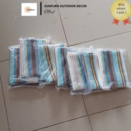 [CHỈ CÓ VẢI] Tấm Vải Ghế Võng SUNFURN Trượt Nước 85% - Vải Polyester Dày 250gsm - Sọc Xanh Trắng Cao Cấp (118x45cm) 5