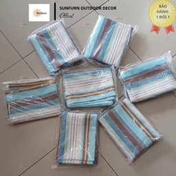 [CHỈ CÓ VẢI] Tấm Vải Ghế Võng SUNFURN Trượt Nước 85% - Vải Polyester Dày 250gsm - Sọc Xanh Trắng Cao Cấp (118x45cm) 2