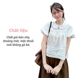 Áo Babydoll Cổ Sen Tay Bồng Bèo Dưới Xếp Ly Su Chang Gió Hàn - Áo Kiểu Thiết Kế Tiểu Thư  A860 3