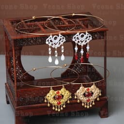 Vòng Cổ Kiềng Bình An Trường Mệnh Cổ Phong Trung Hoa Đính Ngọc Đỏ Vintage Phụ Kiện Hanfu Cổ Trang Cao Cấp 7