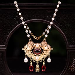 Vòng Cổ Kiềng Bình An Trường Mệnh Cổ Phong Trung Hoa Đính Ngọc Đỏ Vintage Phụ Kiện Hanfu Cổ Trang Cao Cấp 6