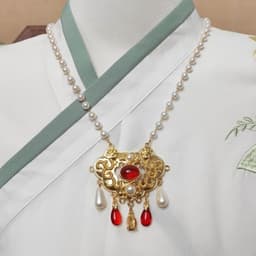 Vòng Cổ Kiềng Bình An Trường Mệnh Cổ Phong Trung Hoa Đính Ngọc Đỏ Vintage Phụ Kiện Hanfu Cổ Trang Cao Cấp 8