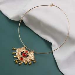Vòng Cổ Kiềng Bình An Trường Mệnh Cổ Phong Trung Hoa Đính Ngọc Đỏ Vintage Phụ Kiện Hanfu Cổ Trang Cao Cấp 3
