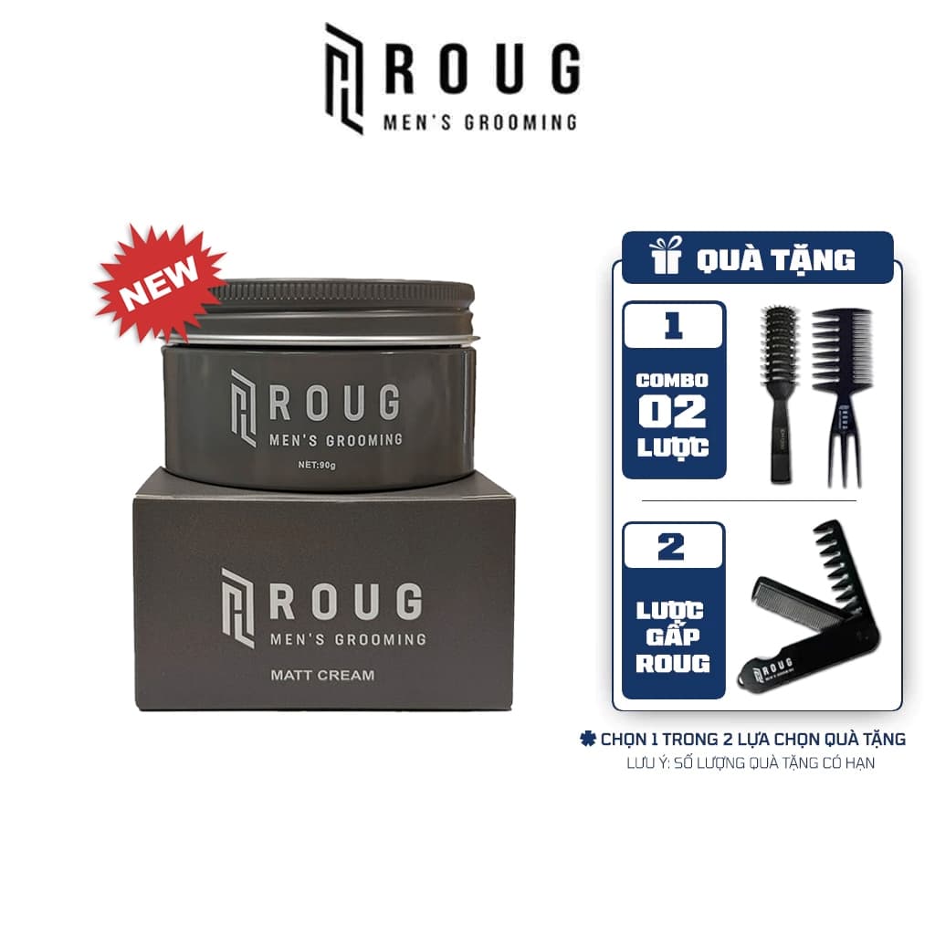 Sáp vuốt tóc Roug Xám 90gr cho nam nữ - Roug Men's Grooming Matt Cream