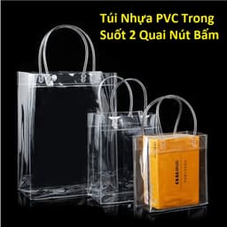 Túi Nhựa PVC Trong Suốt 2 Quai Nút Bấm 20x25x7cm và Túi Trong Suốt Đựng Bình Ly Giữ Nhiệt 1