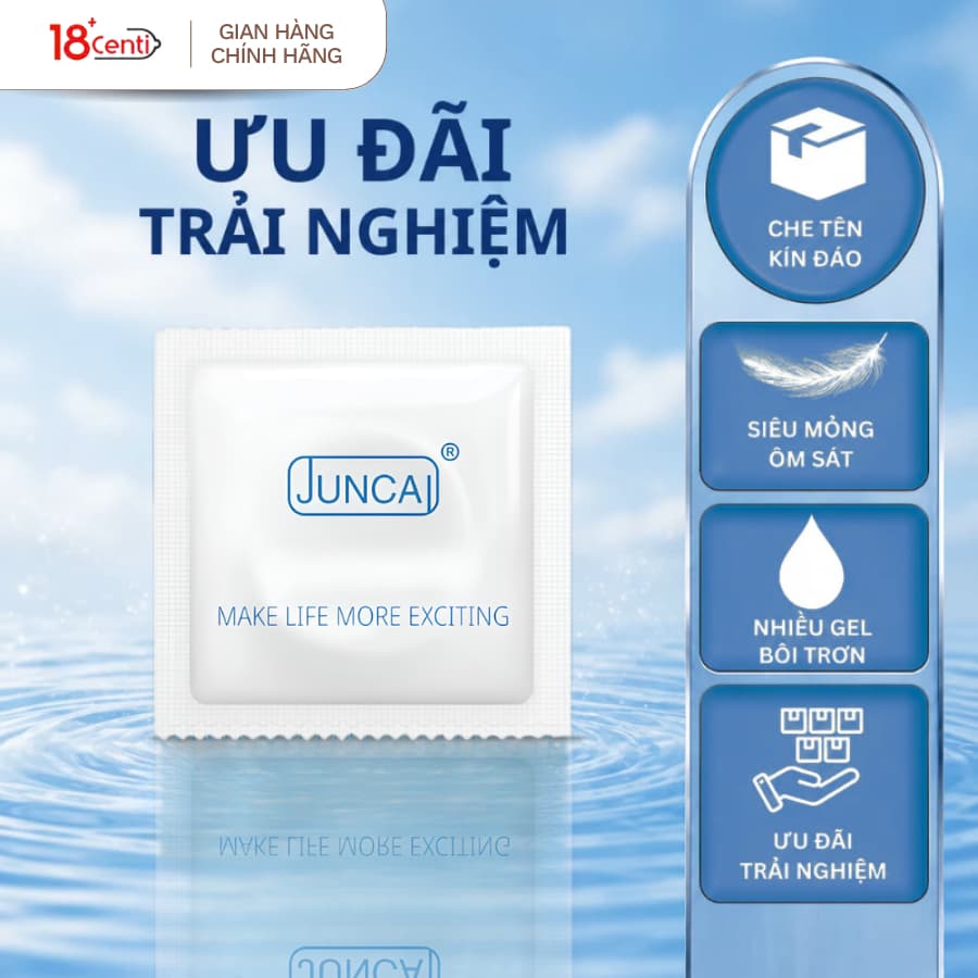( QUÀ TẶNG KHÔNG BÁN ) Bao cao su siêu mỏng Juncai ngẫu nhiên, nhiều gel bôi trơn, hương vani